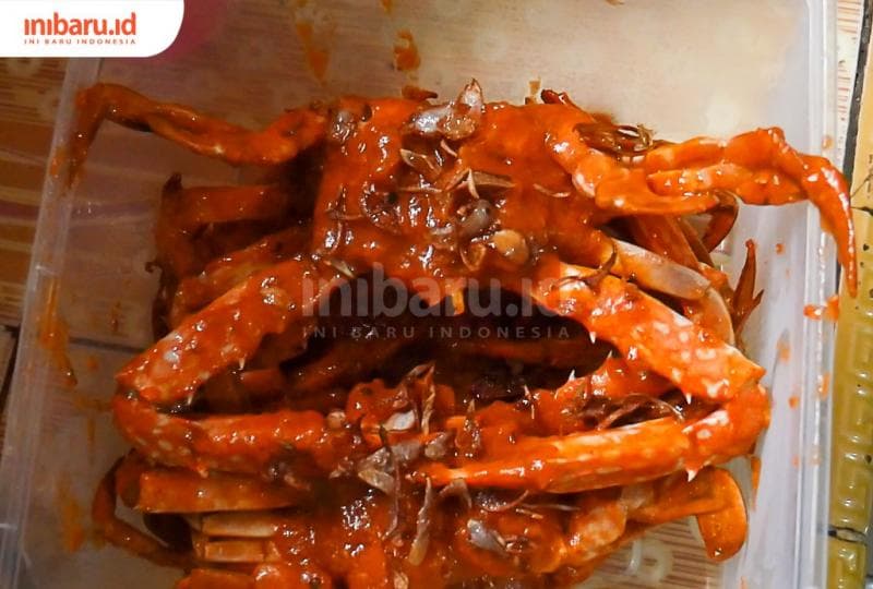 Rajungan Saus Merah, seafood khas Dukuh Tambakpolo, Desa Purworejo, Kecamatan Bonang, Kabupaten Demak. (Inibaru.id/&nbsp;Sekarwati)